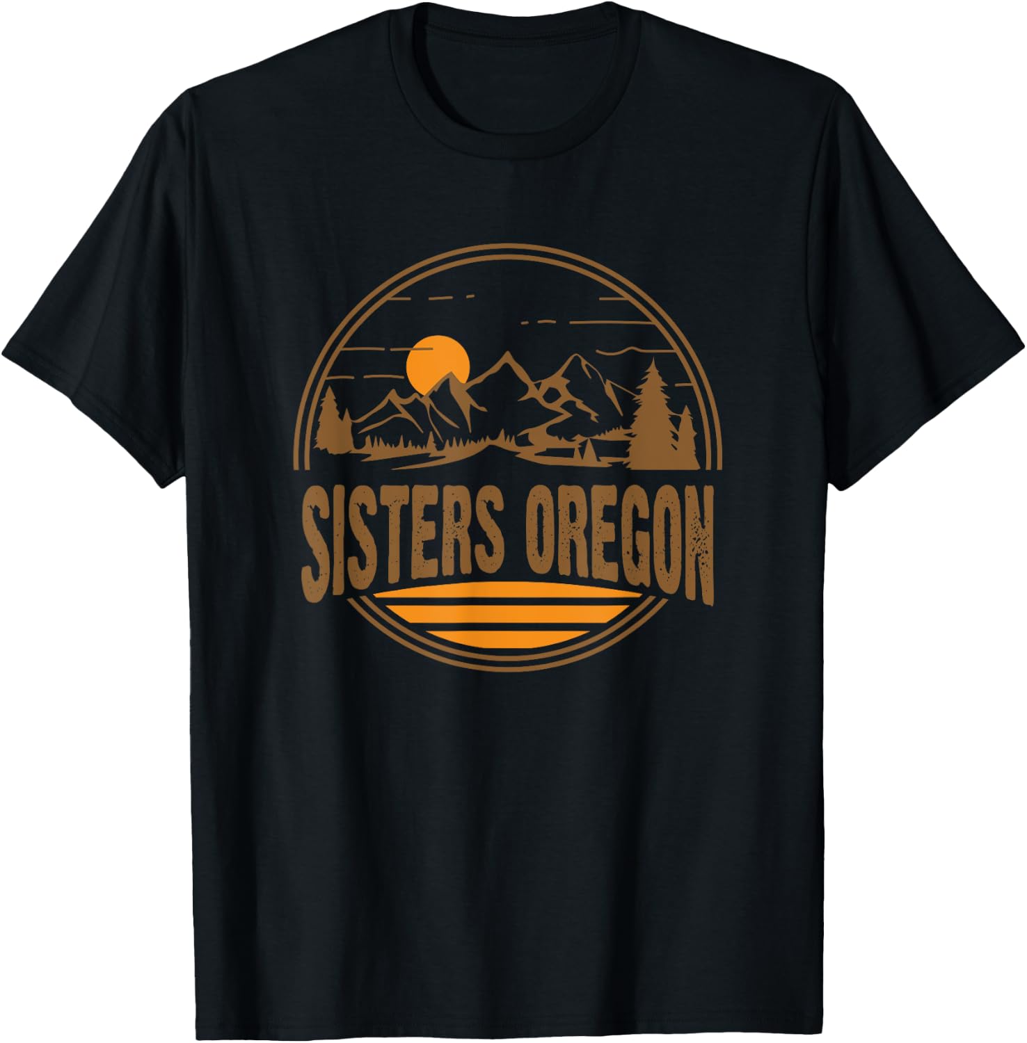 Vintage Sisters, Oregon Mountain Hiking Souvenir Print T-Shirt - T-Shirt | Black
