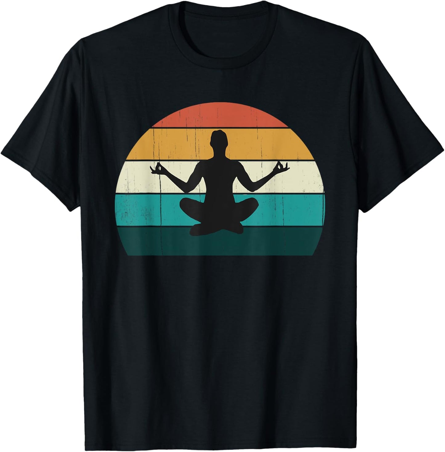 Retro Yoga Pose: Vintage Mind Meditation / Body Workout Yogi T-Shirt - T-Shirt | Black