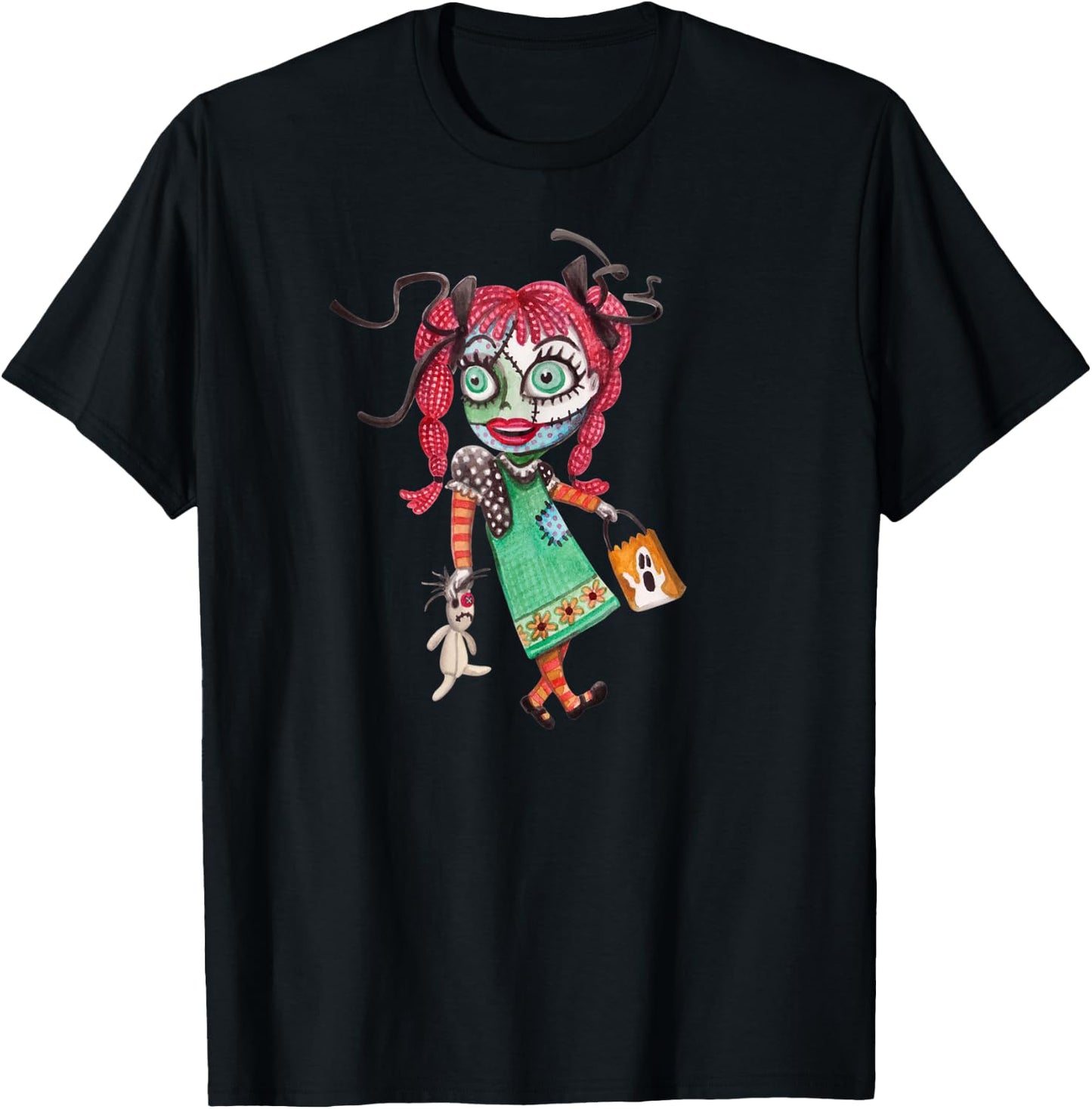 Rag Doll - Halloween Trick or Treat Design T-Shirt - T-Shirt | Black