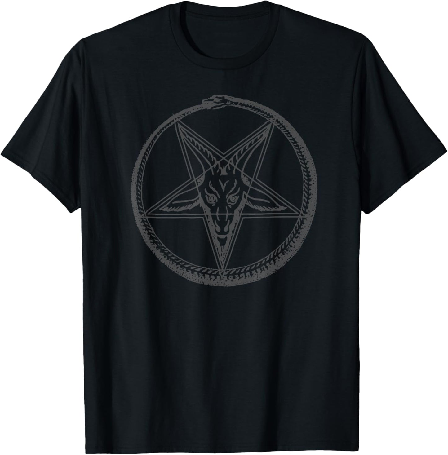 Baphomet Satanisches Pentagramm Ziegenkopf Ouroboros Shirt T-Shirt - T-Shirt | Black
