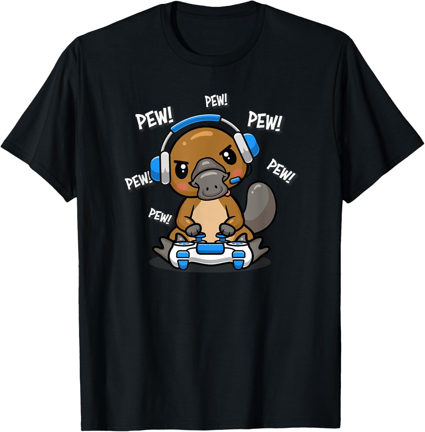 Cute Kawaii Gamer Platypus Lover T-Shirt - T-Shirt | Black