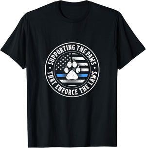 Support The Paws That Enforce The Laws - Police Puppy Fan T-Shirt - T-Shirt | Black