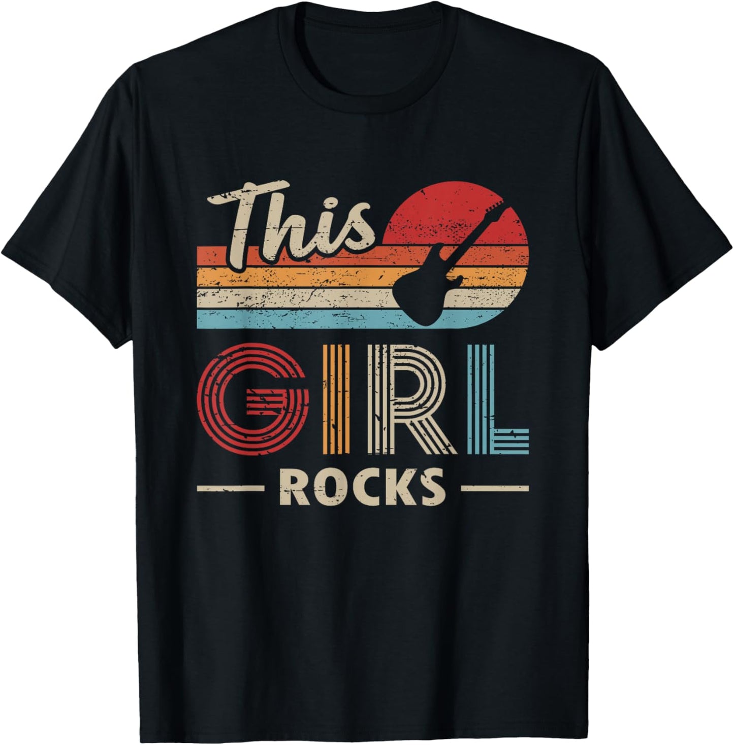 This Girl Rocks Guitar Rock N Roll Guitar Player T-Shirt - T-Shirt | Black