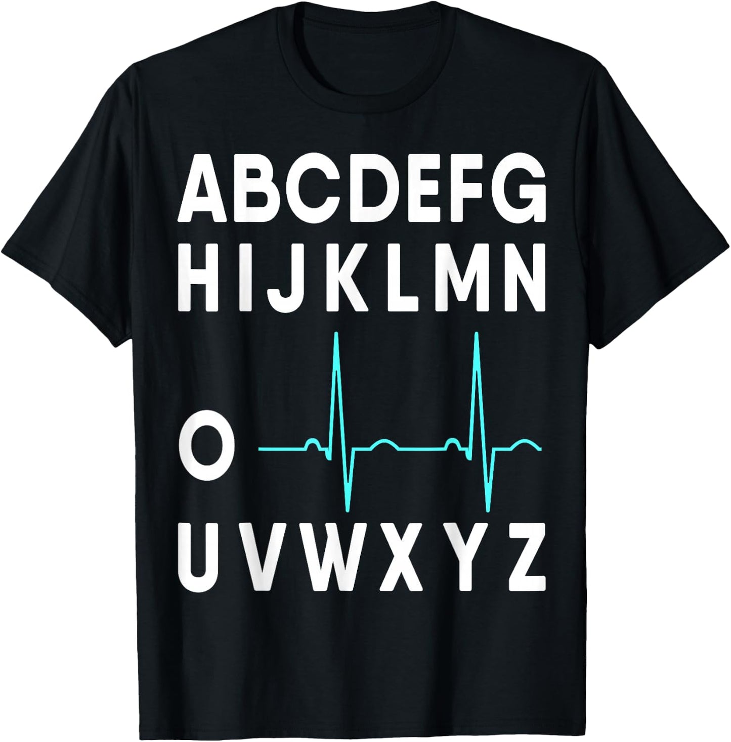 Med School Co. EKG Alphabet Heartbeat Line Doctor Nurse T-Shirt - T-Shirt | Black