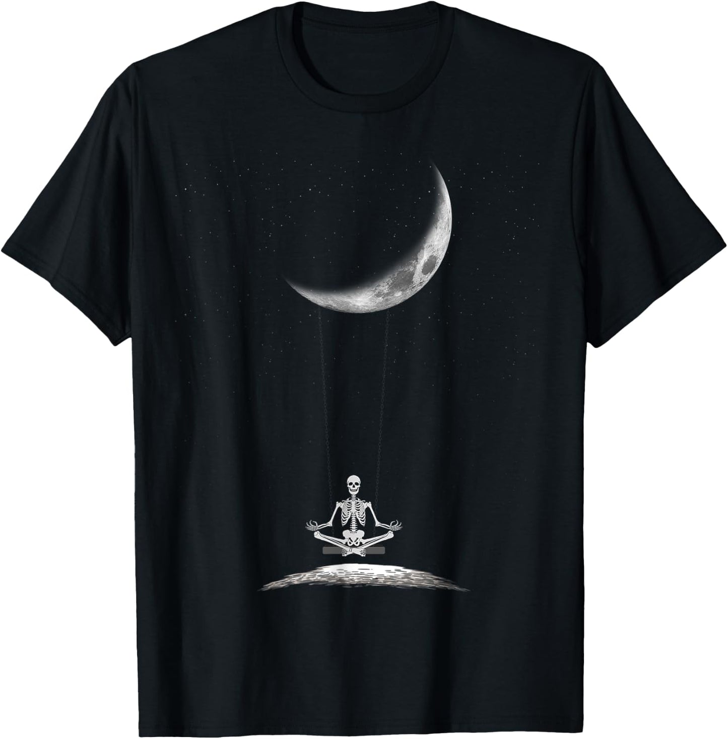 Yoga Skeleton On Moon Spooky Halloween for a Yoga Fan T-Shirt - T-Shirt | Black