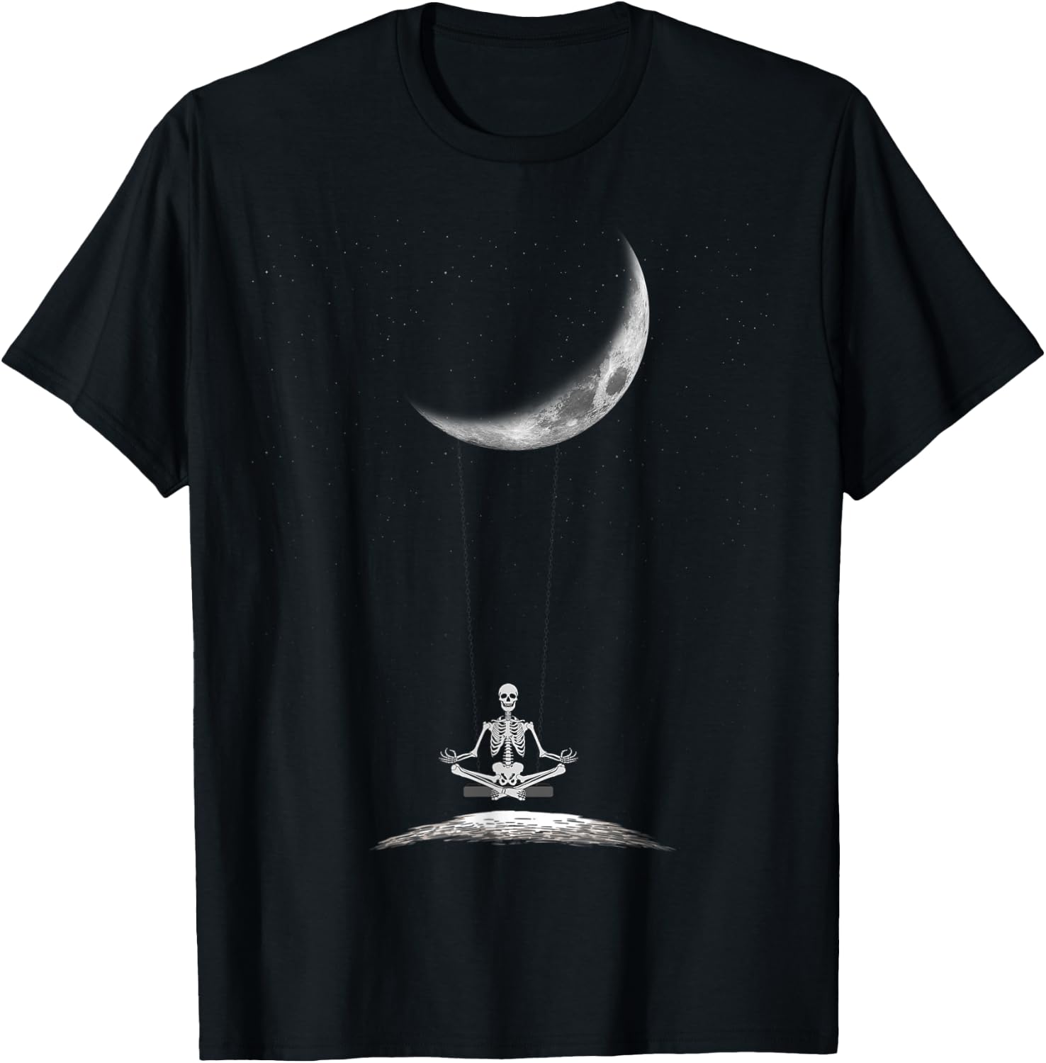 Yoga Skeleton On Moon Spooky Halloween for a Yoga Fan T-Shirt - T-Shirt | Black