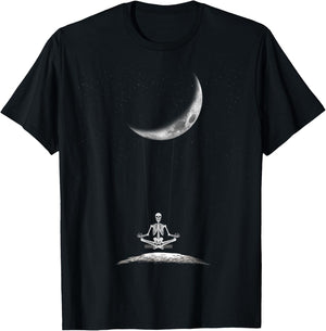 Yoga Skeleton On Moon Spooky Halloween for a Yoga Fan T-Shirt - T-Shirt | Black