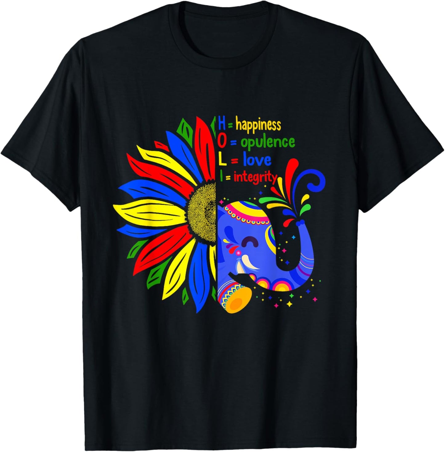 Happy Holi Festival Meaningful Colors Festival, Holi Lover I T-Shirt - T-Shirt | Black