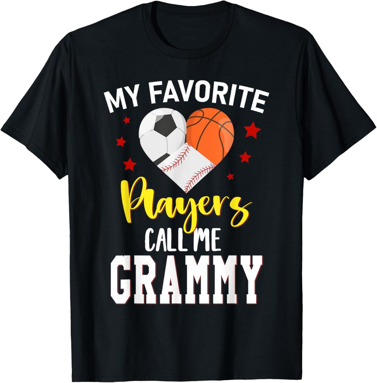 My Favorite Players Baseball Basketball Soccer GRAMMY T-Shirt - T-Shirt | Black