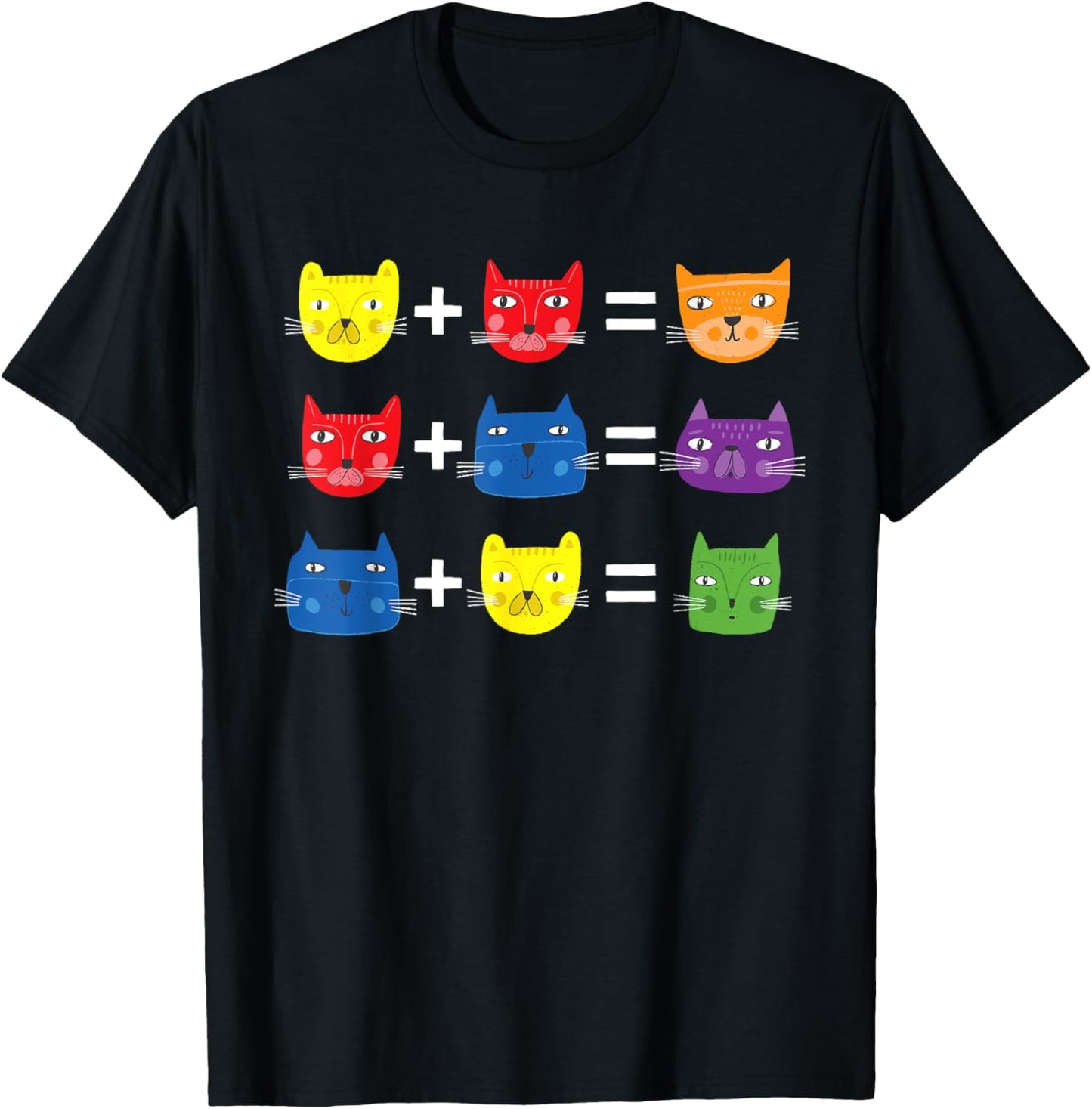Cat Themed Color Theory Educational Art Teacher Artist T-Shirt - T-Shirt | Black