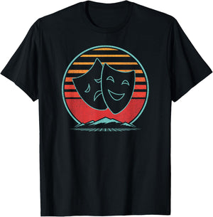 Theatre Masks Retro 80s Style Drama Actress Actor Gift T-Shirt - T-Shirt | Black
