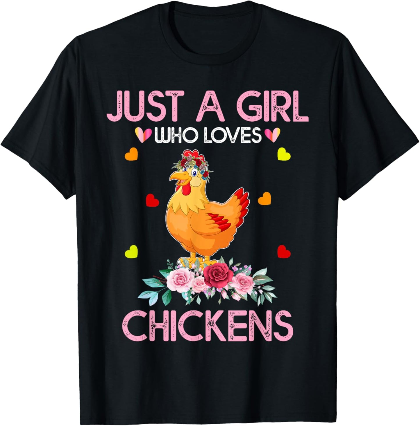 Chicken Kids Just A Girl Who Loves Chickens T-Shirt - T-Shirt | Black