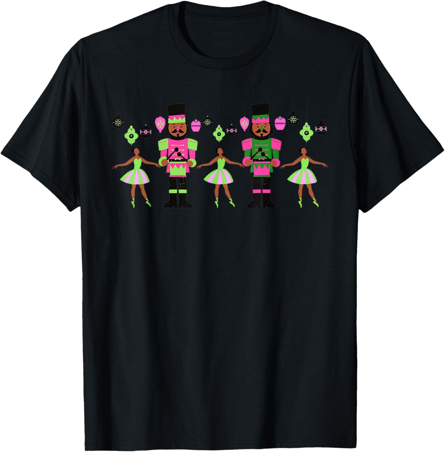 African American Ballet Dancer Black Nutcracker Pink Green T-Shirt - T-Shirt | Black
