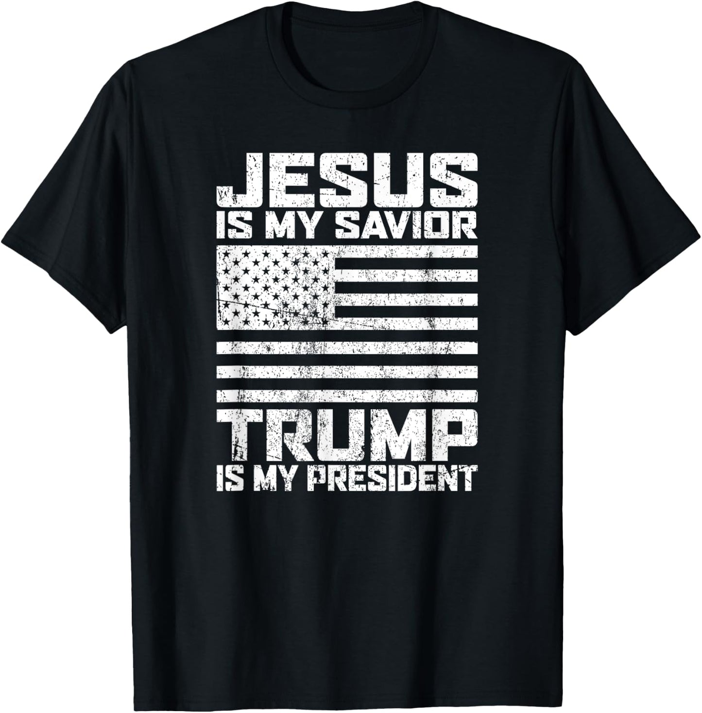 "Jesus is my Savior - Trump is my President" vintage white T-Shirt - T-Shirt | Black
