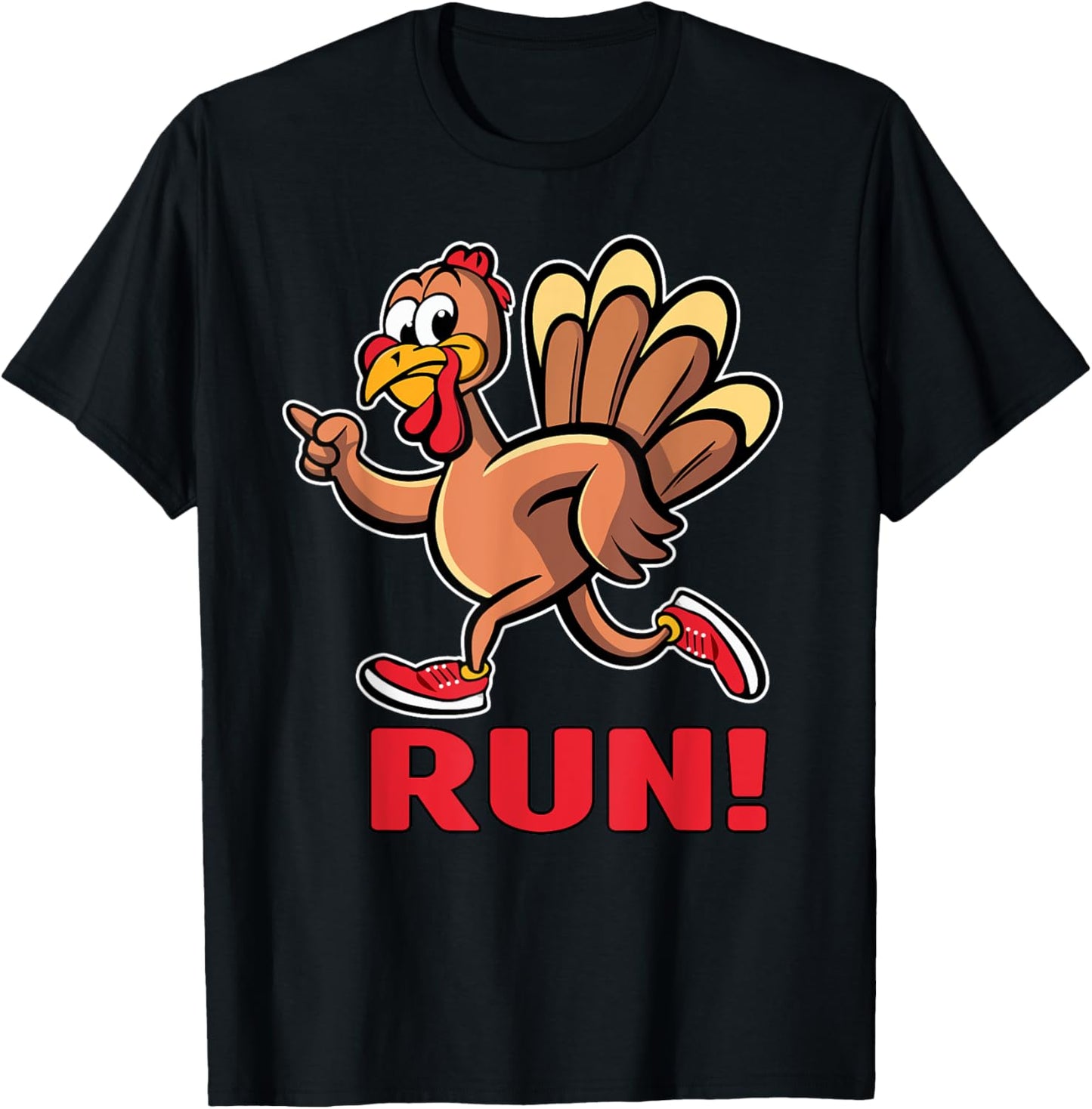 Funny Turkey Trot Run Thanksgiving Turkey Running Kids Adult T-Shirt - T-Shirt | Black