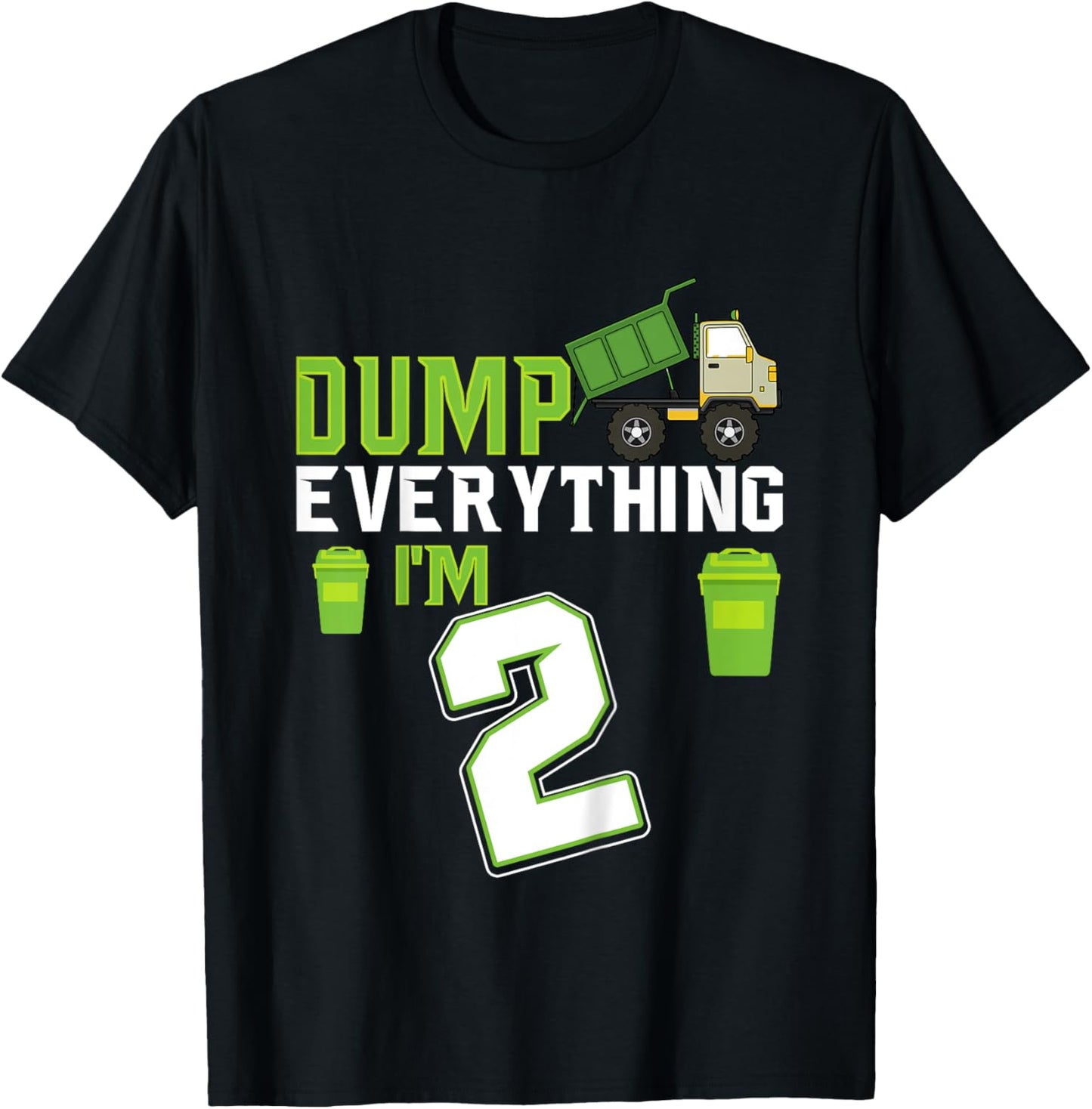 Kids Recycling Trash 2 Year Old Garbage Truck 2nd Birthday Boy T-Shirt - T-Shirt | Black