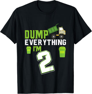 Kids Recycling Trash 2 Year Old Garbage Truck 2nd Birthday Boy T-Shirt - T-Shirt | Black