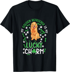 My Golden Retriever is My Lucky Charm dog st Patrick's day T-Shirt - T-Shirt | Black