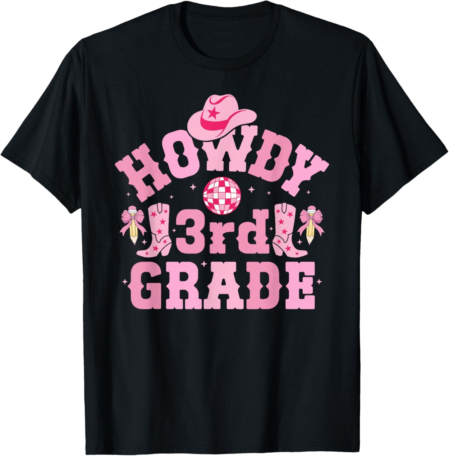 Howdy 3rd Grade Cowgirl Third Grade Western Teacher Girls T-Shirt - T-Shirt | Black