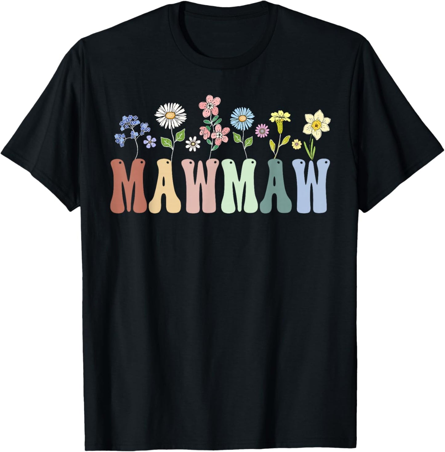 Mawmaw Gifts Women Wildflower Floral Design Mawmaw T-Shirt - T-Shirt | Black