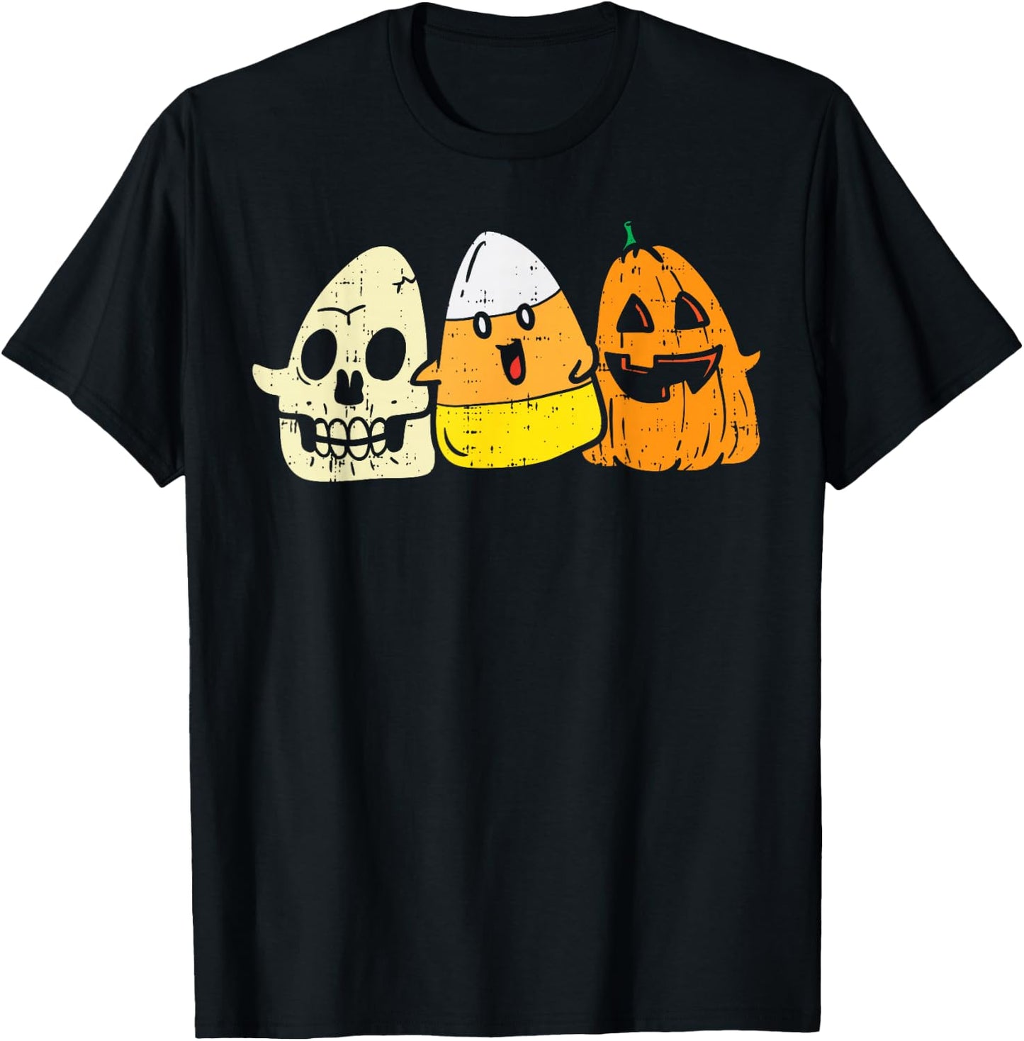 Candy Corn Skeleton Skull Pumpkin Fun Halloween Costume Kids T-Shirt - T-Shirt | Black