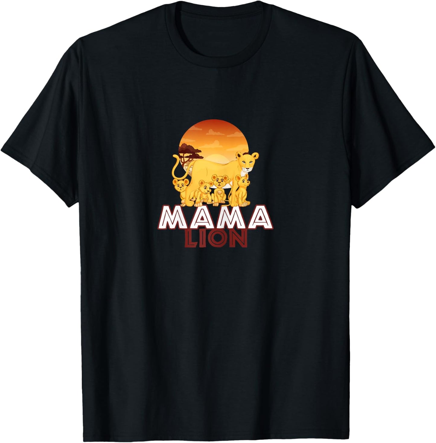 Mama Lion - Big Cat Family Mother Children T-Shirt - T-Shirt | Black