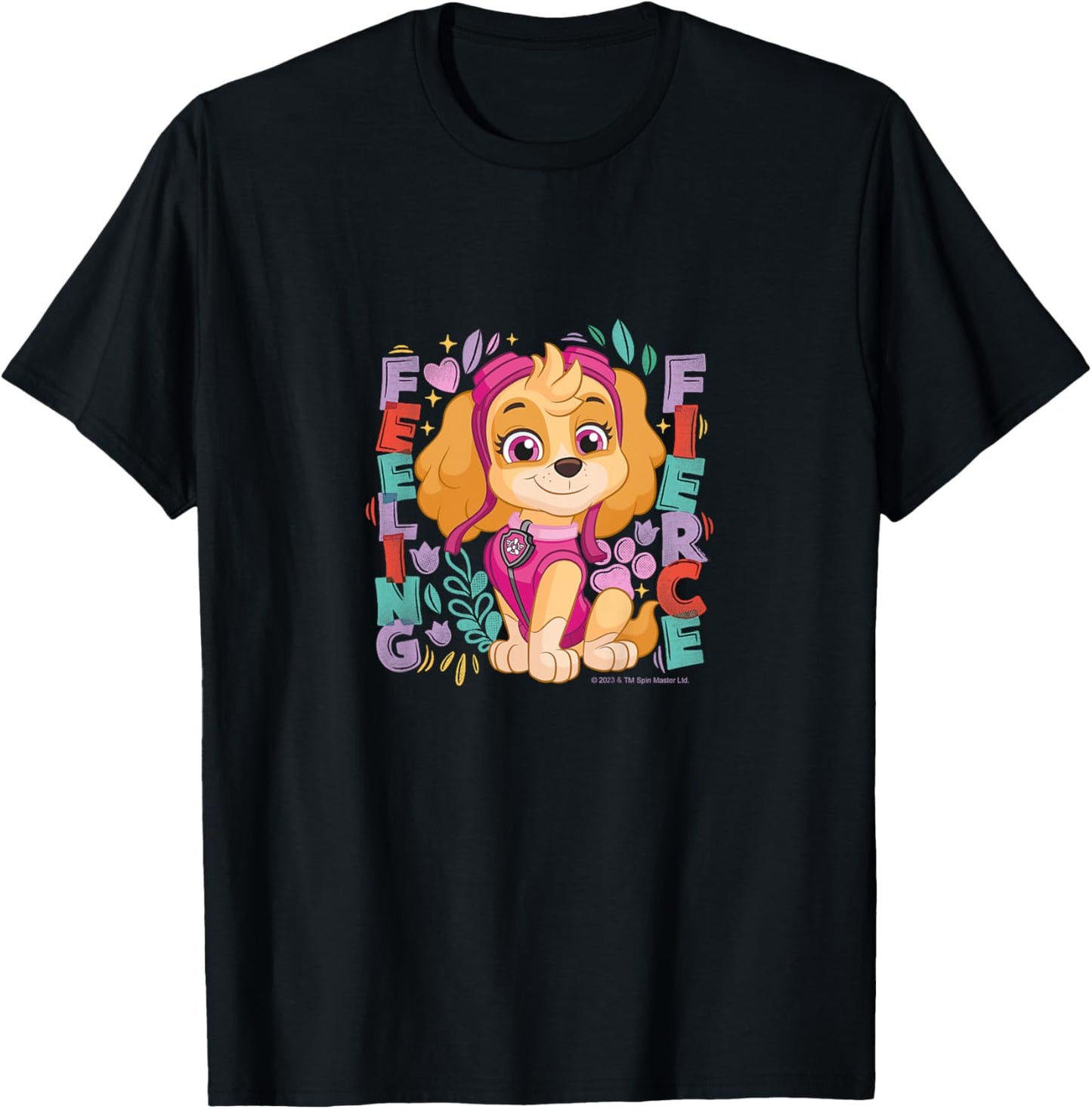 Kids PAW Patrol Skye Feeling Fierce Colorful Big Chest Logo T-Shirt - T-Shirt | Black