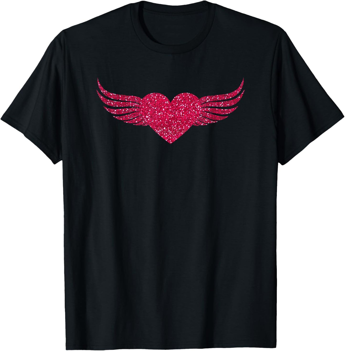 Cool Pink Angel Wings Heart T-Shirt - T-Shirt | Black
