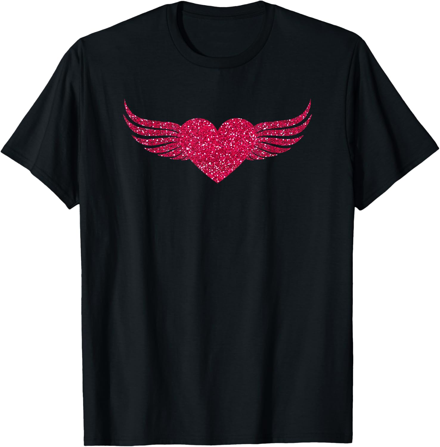 Cool Pink Angel Wings Heart T-Shirt - T-Shirt | Black