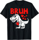 Bruh Dinosaur Retro Valentines Boys Men Kids Steal Hearts T-Shirt - T-Shirt | Black