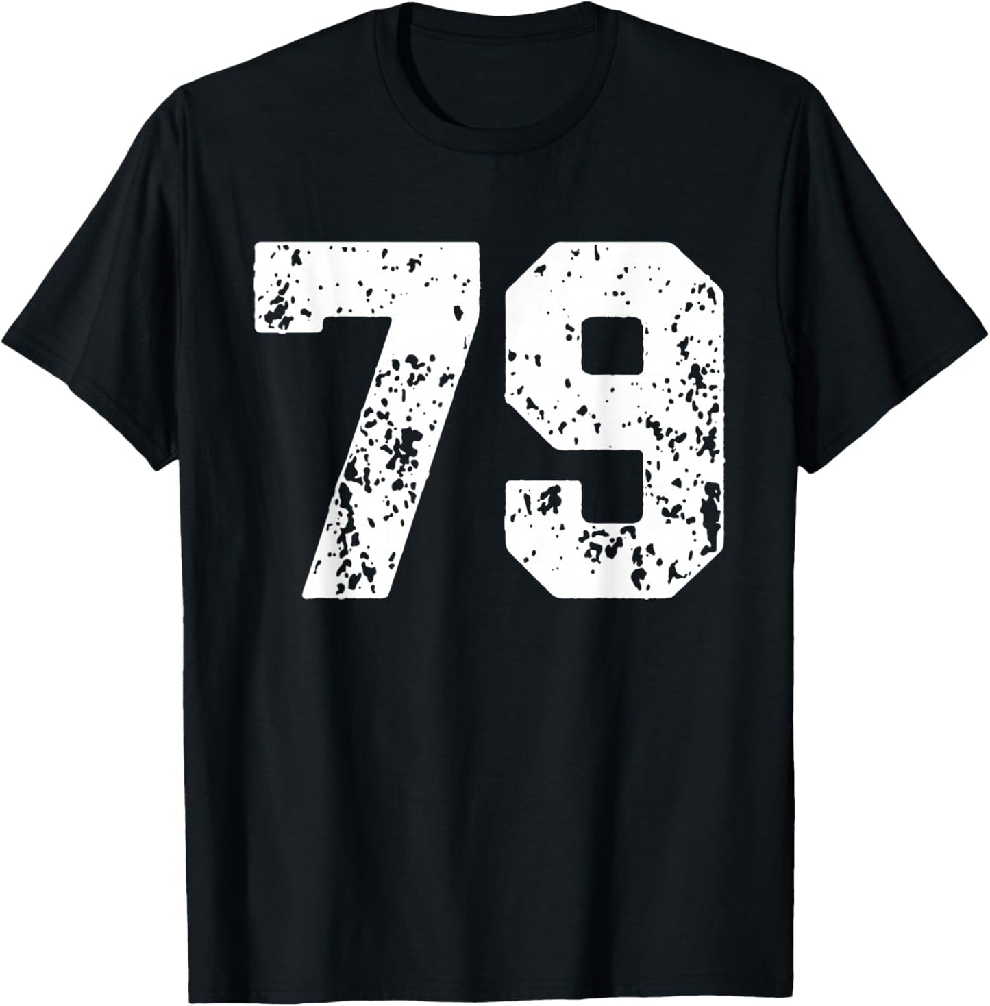 Number 79 White Best Classic College Style Birthday Funny T-Shirt - T-Shirt | Black