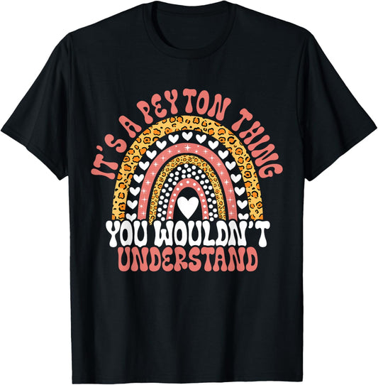 Funny Peyton Name Leopard Funny Peyton Birthday Quote Peyton T-Shirt - T-Shirt | Black