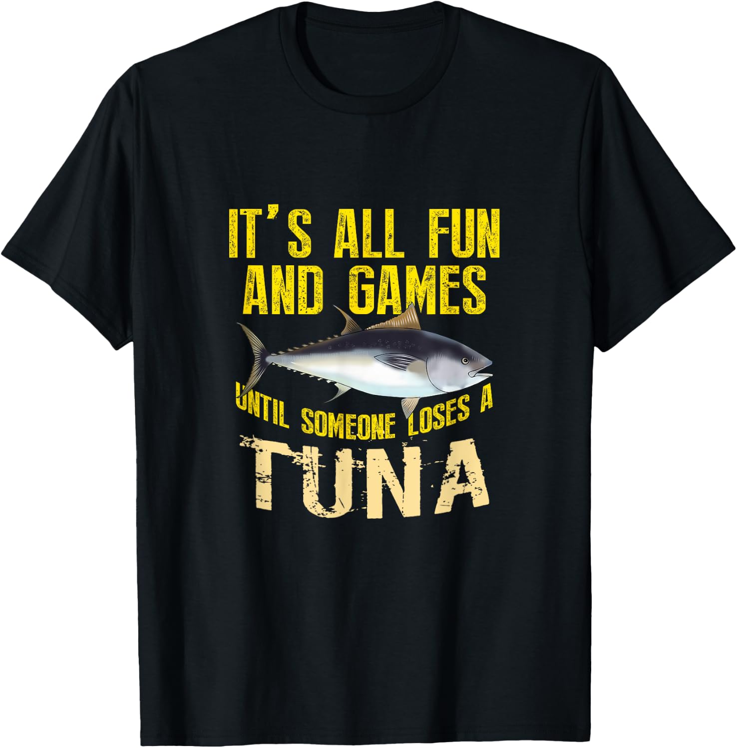 Funny Tuna Fishing Graphic Saltwater Fish Men Women Kid T-Shirt - T-Shirt | Black