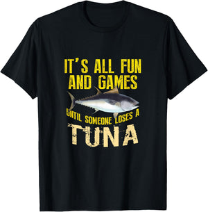 Funny Tuna Fishing Graphic Saltwater Fish Men Women Kid T-Shirt - T-Shirt | Black