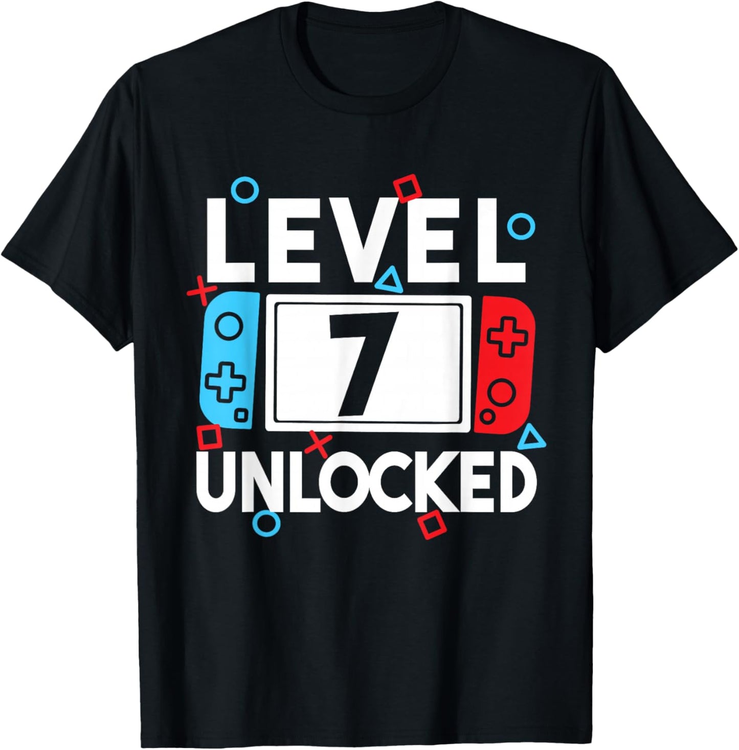 Level 7 Unlocked Gamer 7th Birthday Video Game Boys T-Shirt - T-Shirt | Black