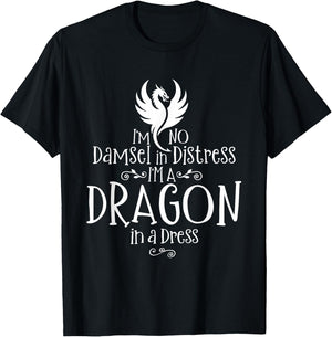 Crafty Snail I'm No Damsel In Distress, I'm A Dragon In A Dress Kids T-Shirt - T-Shirt | Black