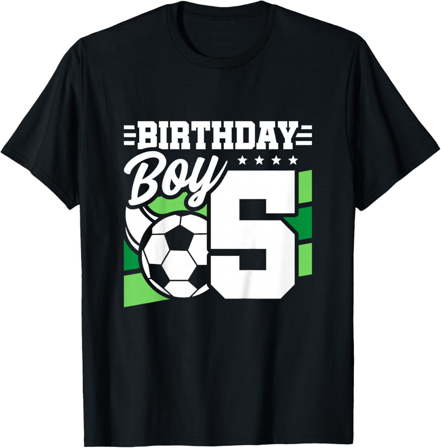 Kids Soccer Birthday Party - 5 Year Old Boy - 5th Birthday T-Shirt - T-Shirt | Black