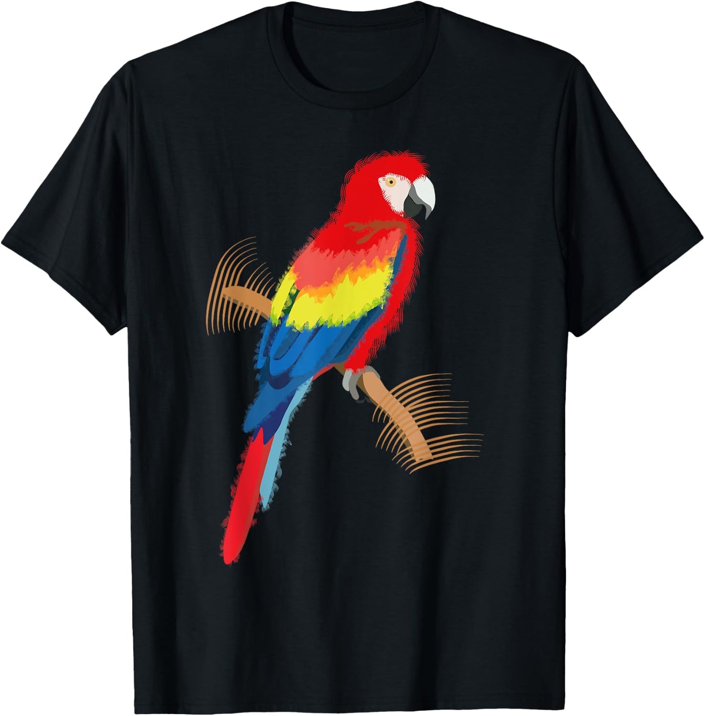 Parrot Scarlet Macaw Colourful T-Shirt - T-Shirt | Black