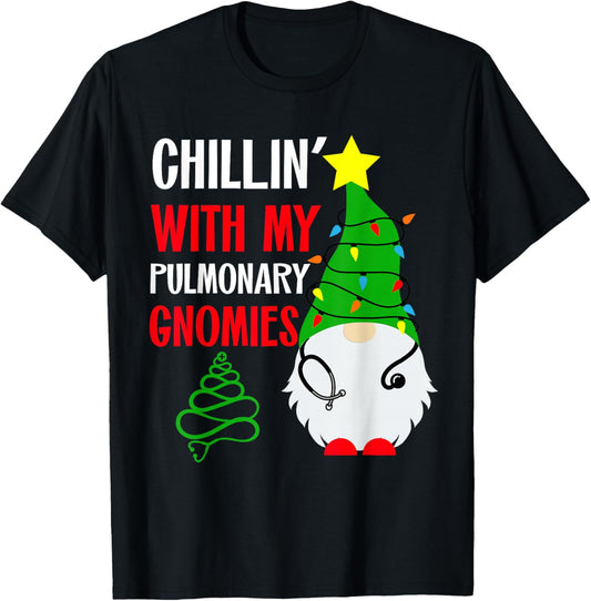 Christmas Pulmonary Nurse Shirt Team Chillin With My Gnomies T-Shirt - T-Shirt | Black