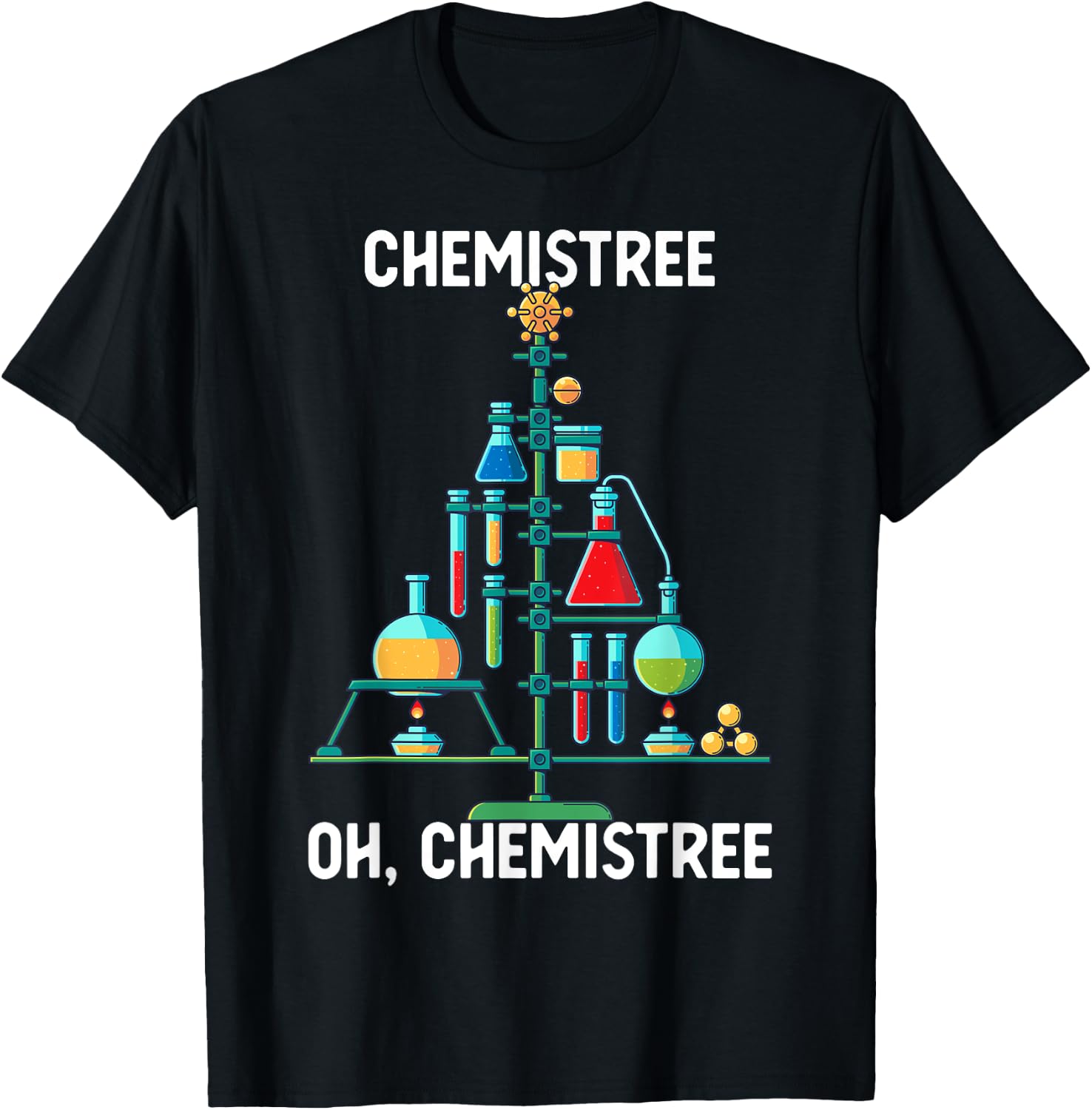 Oh Chemistree Funny Christmas Tree Chemistry T-Shirt - T-Shirt | Black