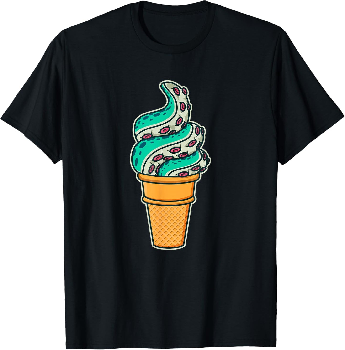Swirly Octopus Tentacle Ice Cream T-Shirt - T-Shirt | Black