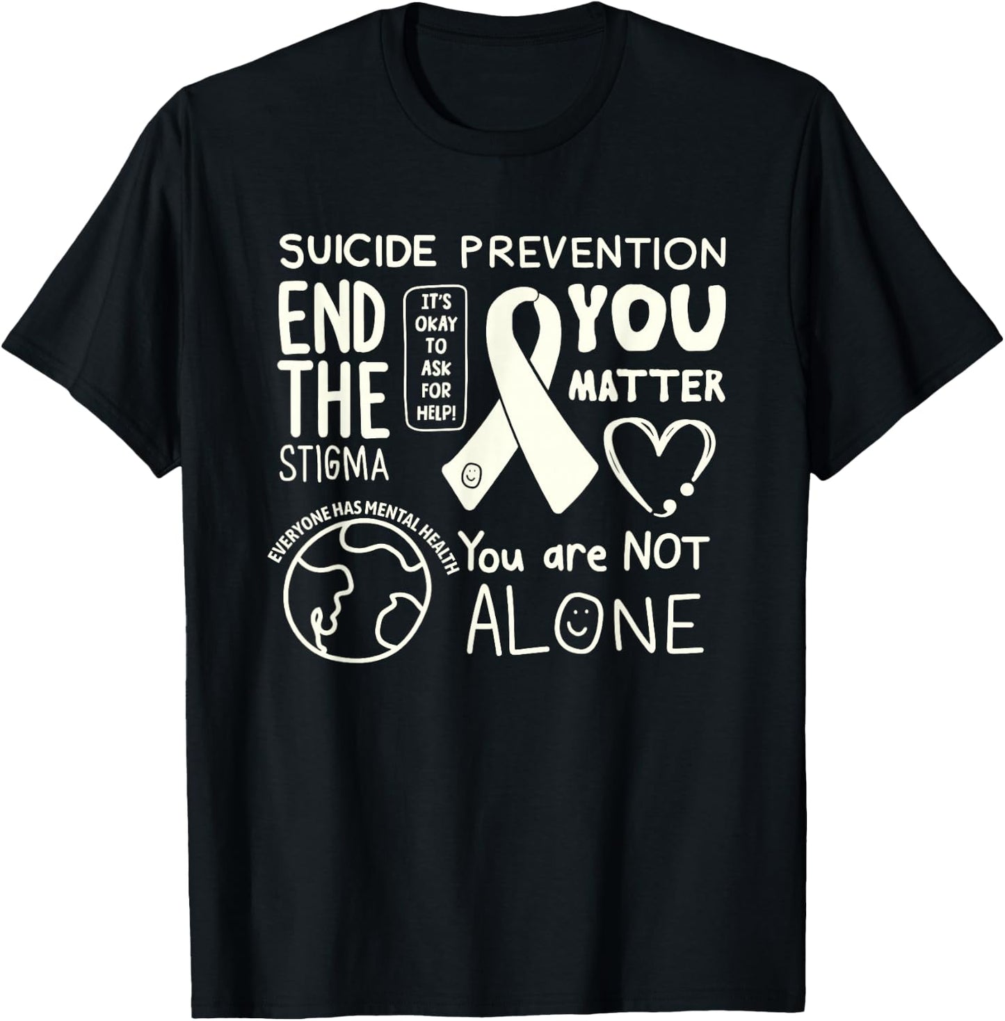 Original Happiness Project Sucide Prevention T-Shirt - T-Shirt | Black