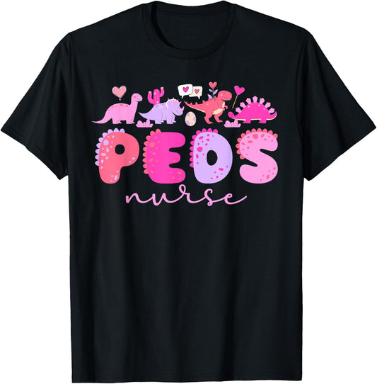 Valentine Peds Nurse Valentines Day Pediatric Nurse T-Shirt - T-Shirt | Black