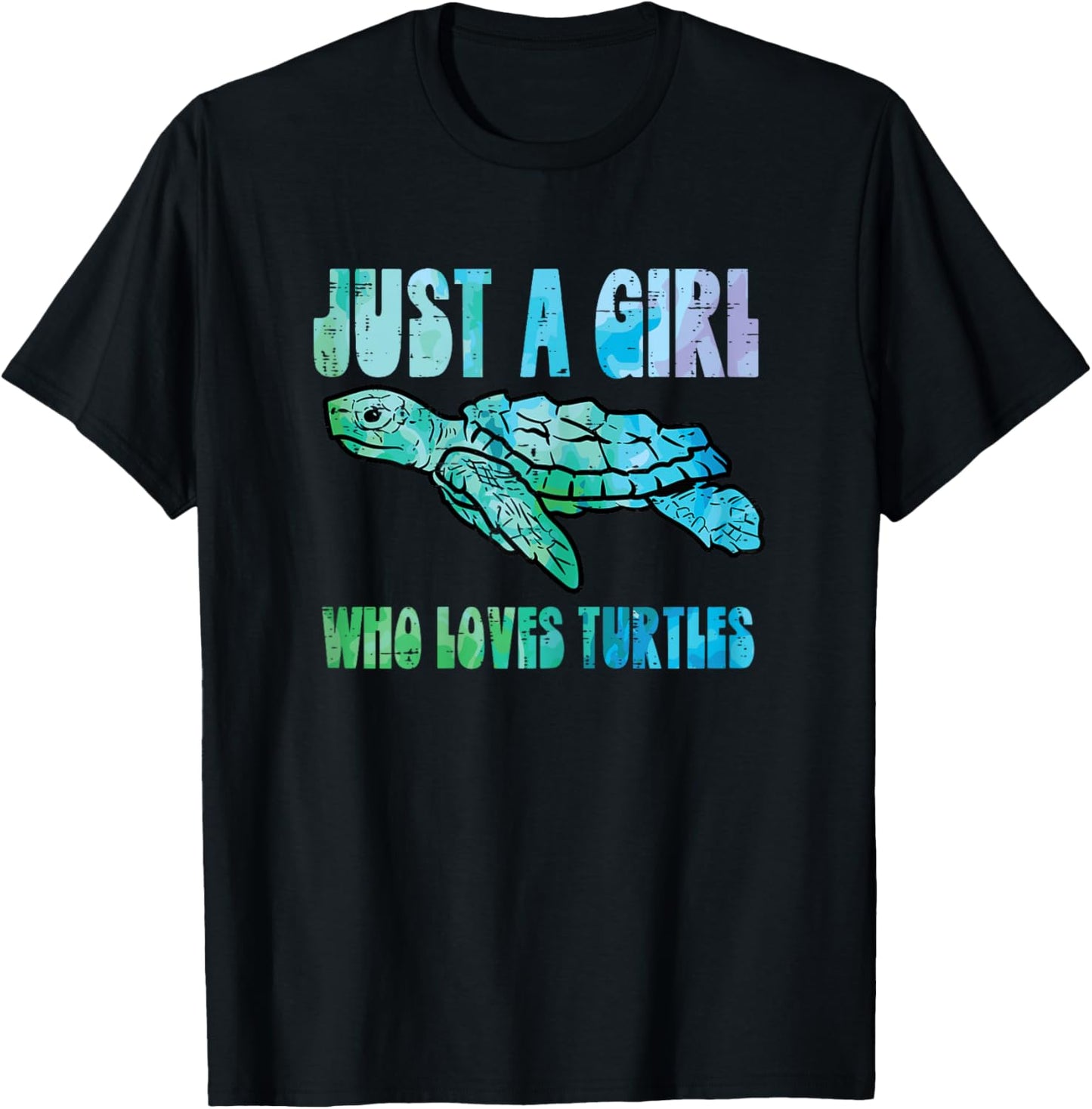 Just A Girl Who Loves Turtles Cute Tortoise Women Girls Kids T-Shirt - T-Shirt | Black