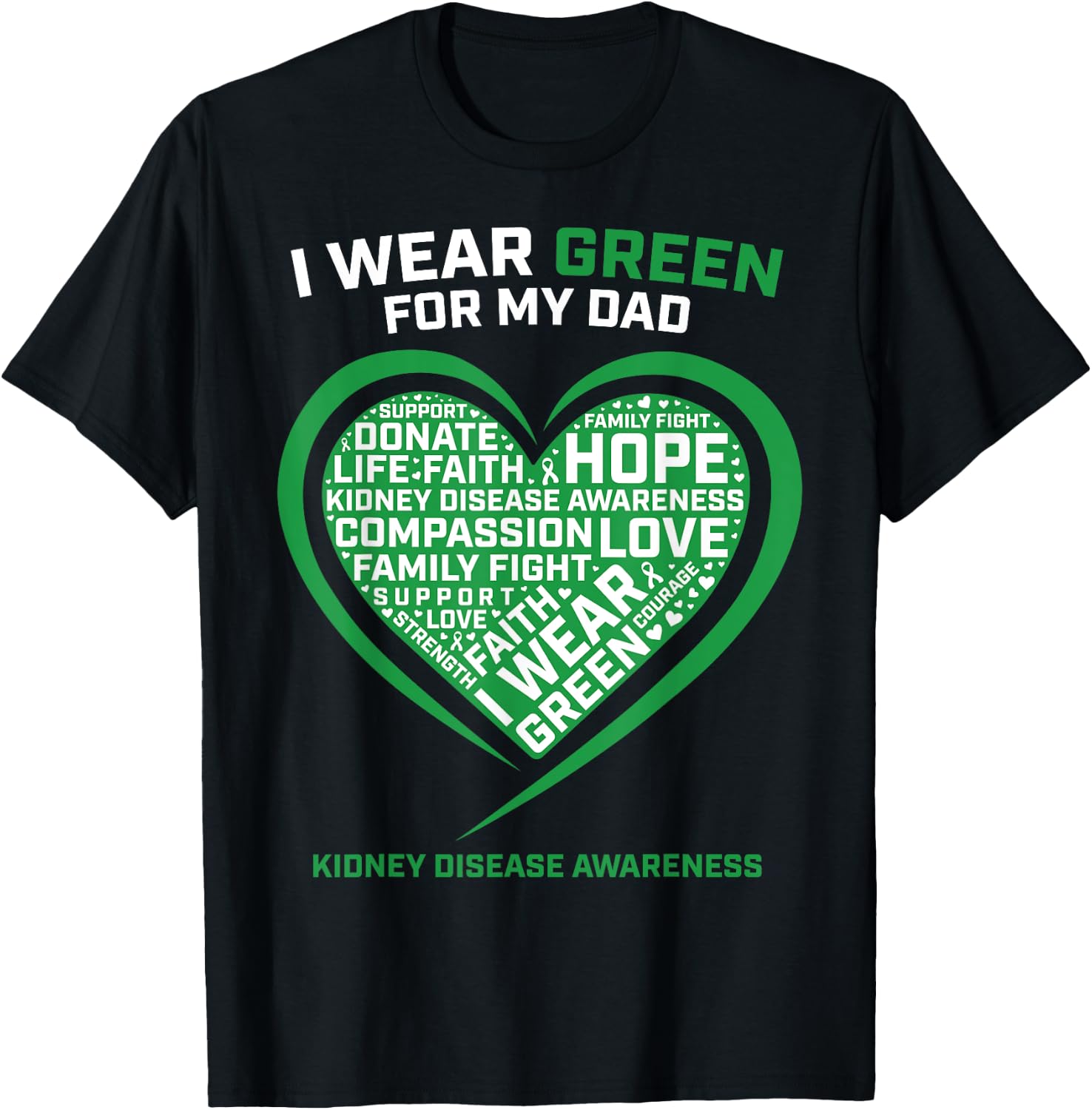 Men Women Kids Gifts Dad Kidney Transplant Disease Awareness T-Shirt - T-Shirt | Black