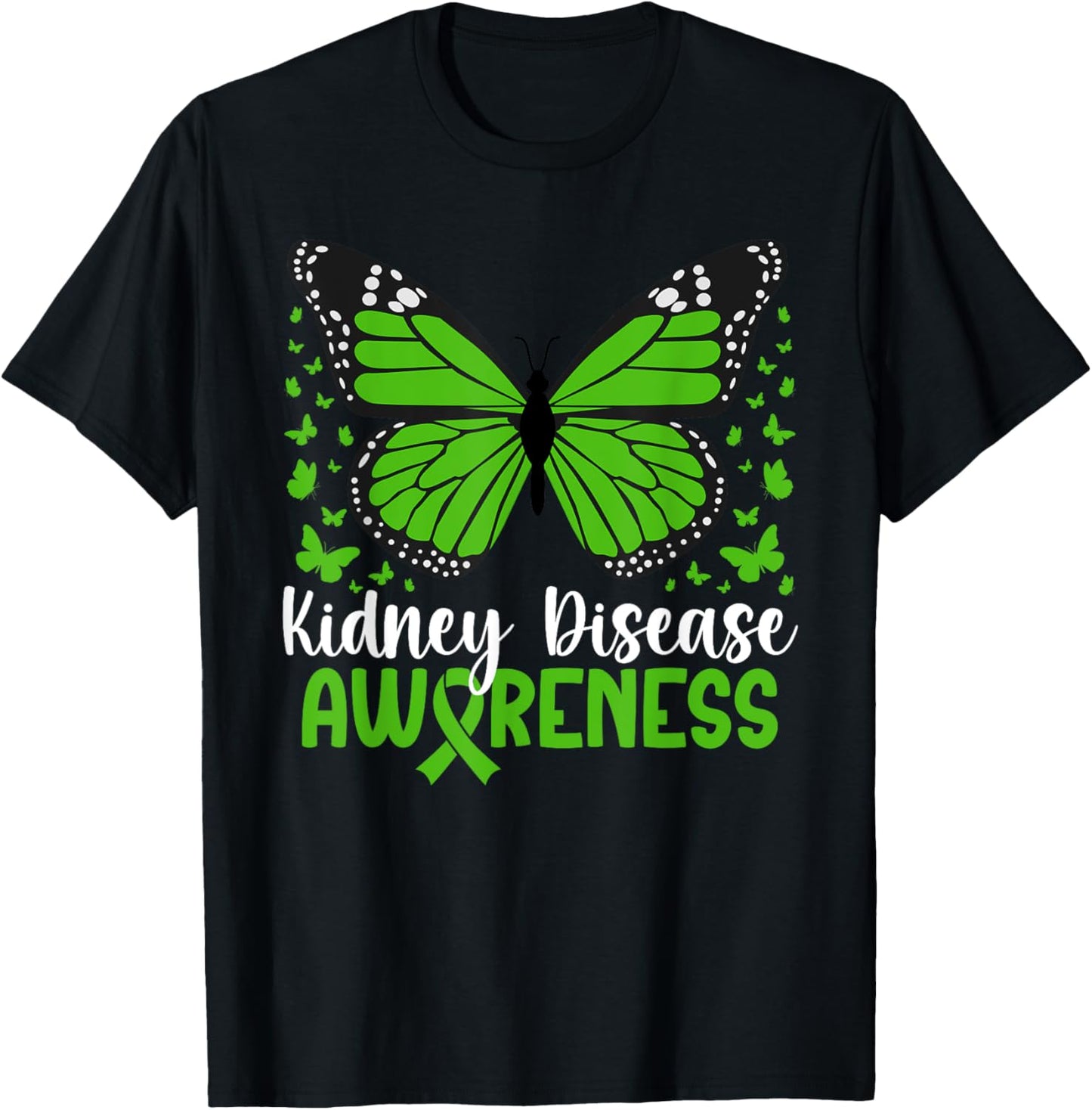Kidney Disease Awareness Butterfly Kidney Disease Warrior T-Shirt - T-Shirt | Black