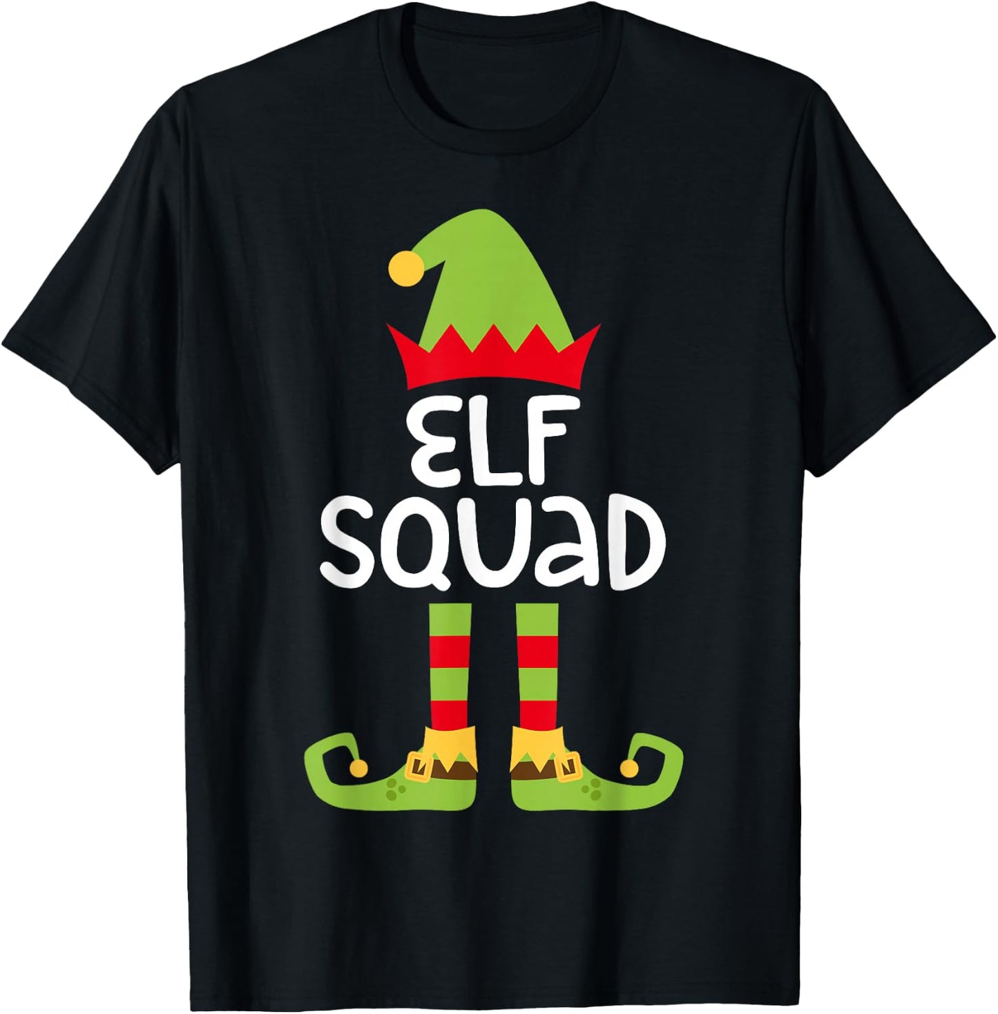 Elf Squad Shirt Matching Kids Boy Girl Christmas Elf Pajamas T-Shirt - T-Shirt | Black