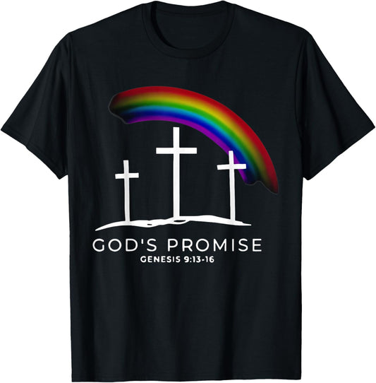 God's Promise Cross Genesis 9-13-16 Bible Christian Lover T-Shirt - T-Shirt | Black