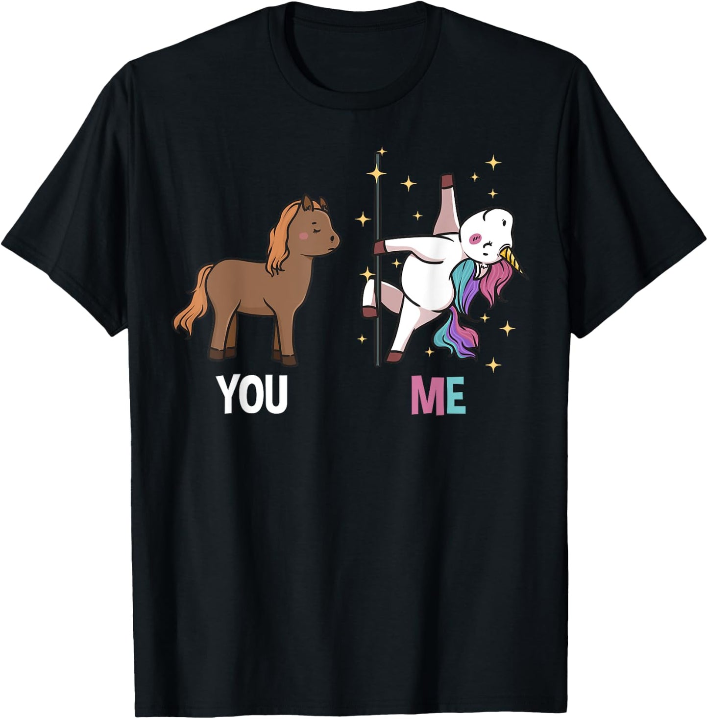 Funny Unicorn Yoga Pole Dancing T-Shirt - T-Shirt | Black