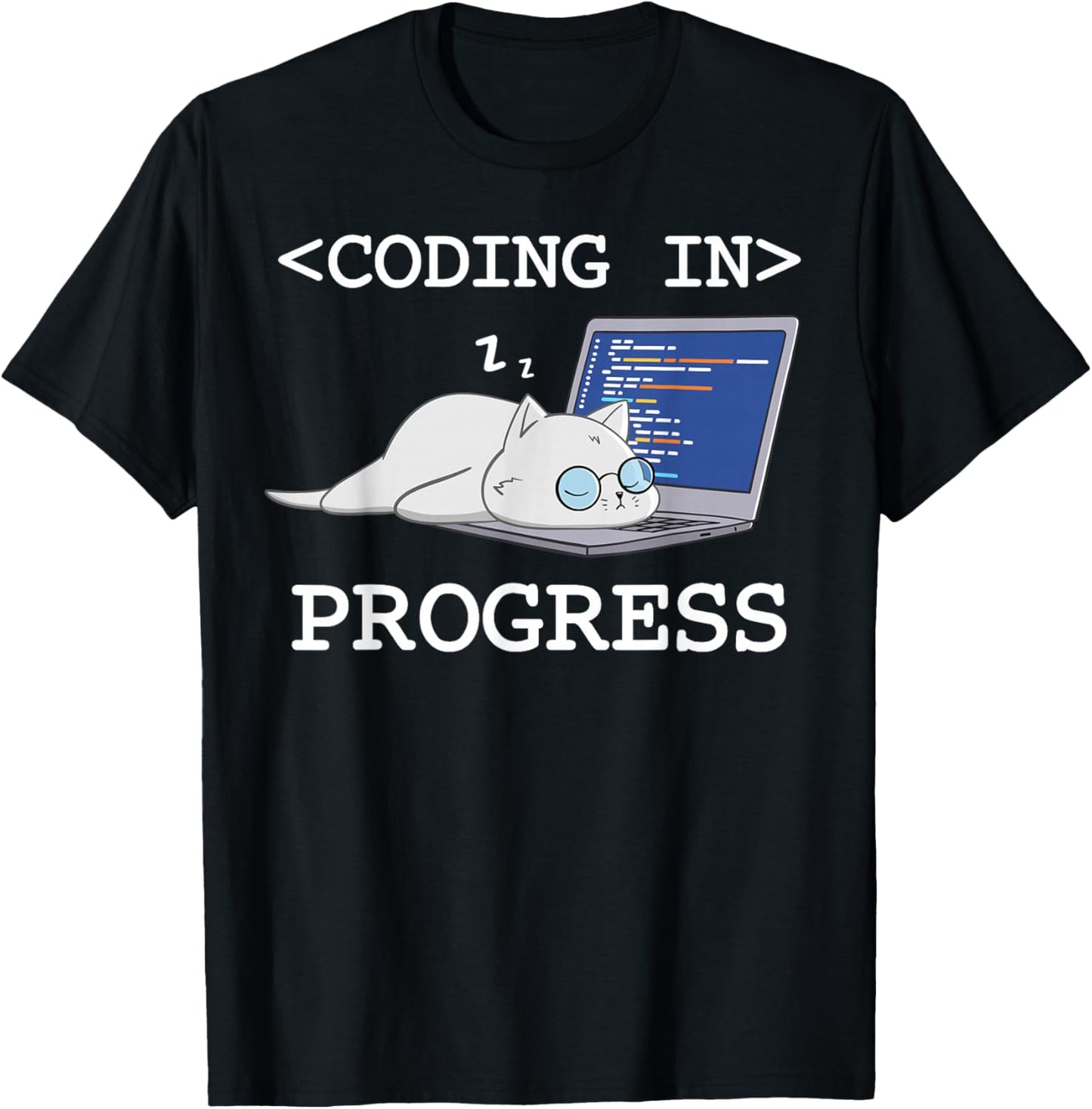 Funny Programming Cat Coding Coder Programmer Developer Men Women Girls Kids T-Shirt - T-Shirt | Black